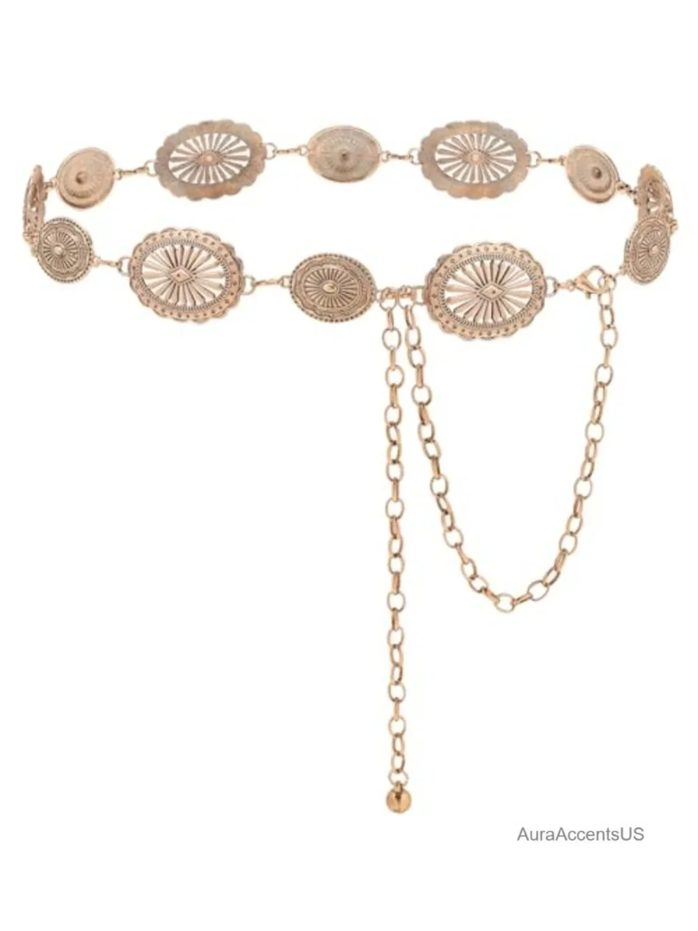 Western Chain Metal Belt for Women Waist Belts Cowgirl Link for Jeans Dresses